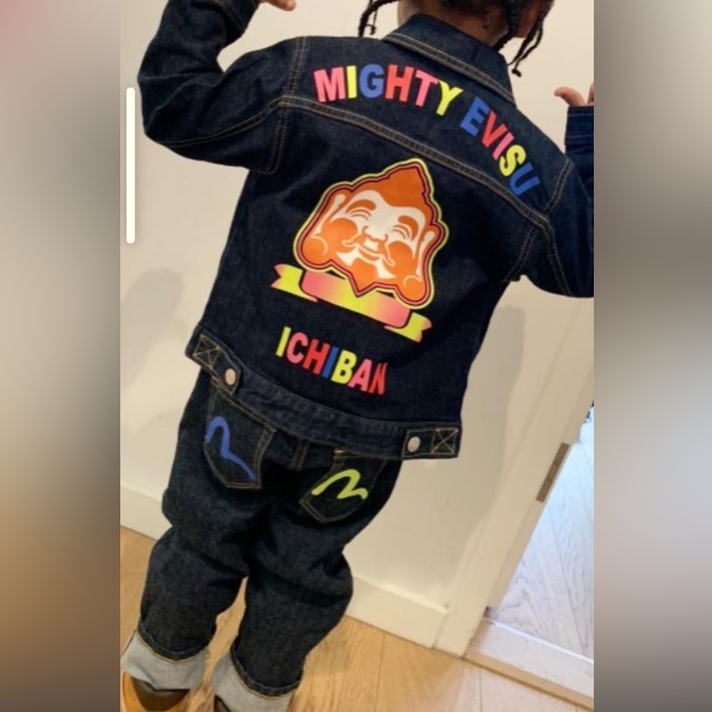 Evisu jean suit fits 4-5 years old . Wore once